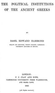 The Political Institutions of the Ancient Greeks