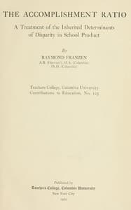 The accomplishment ratio : $b A treatment of the inherited determinants of disparity in school product