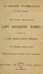 A brief summary in plain language of the most important laws concerning women : $b together with a few observations thereon